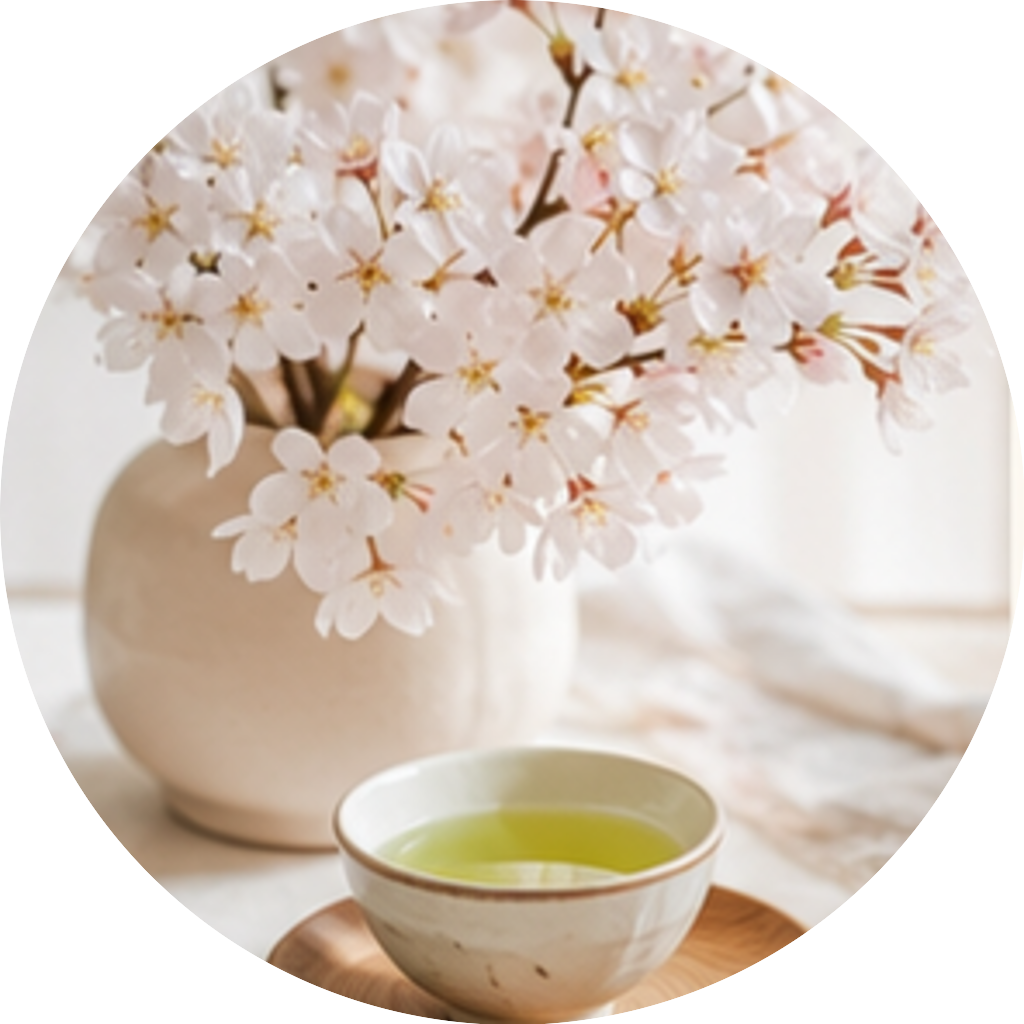 桜のお茶時間をテーマにした4月の季節写真